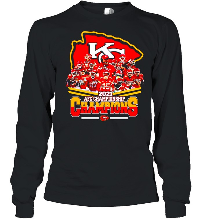 Kansas City Chiefs 2021 AFC championship Champions signatures shirt Long Sleeved T-shirt