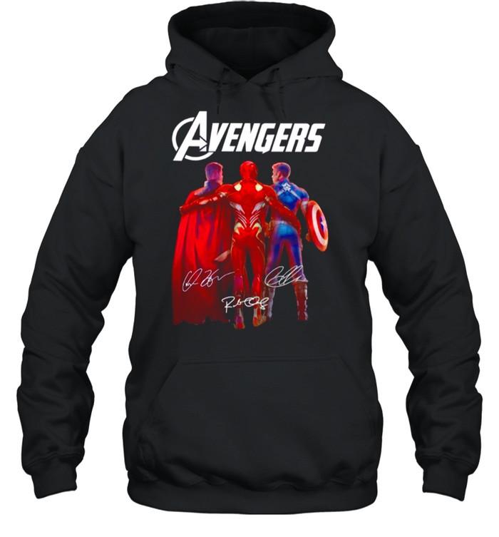 The Marvel Avengers Iron Man Chris Evans And Thor 2021 Signatures shirt Unisex Hoodie