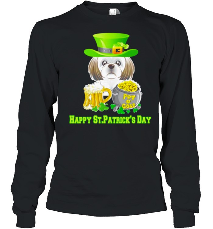 Love Shihtzu Happy St Patricks Day shirt Long Sleeved T-shirt