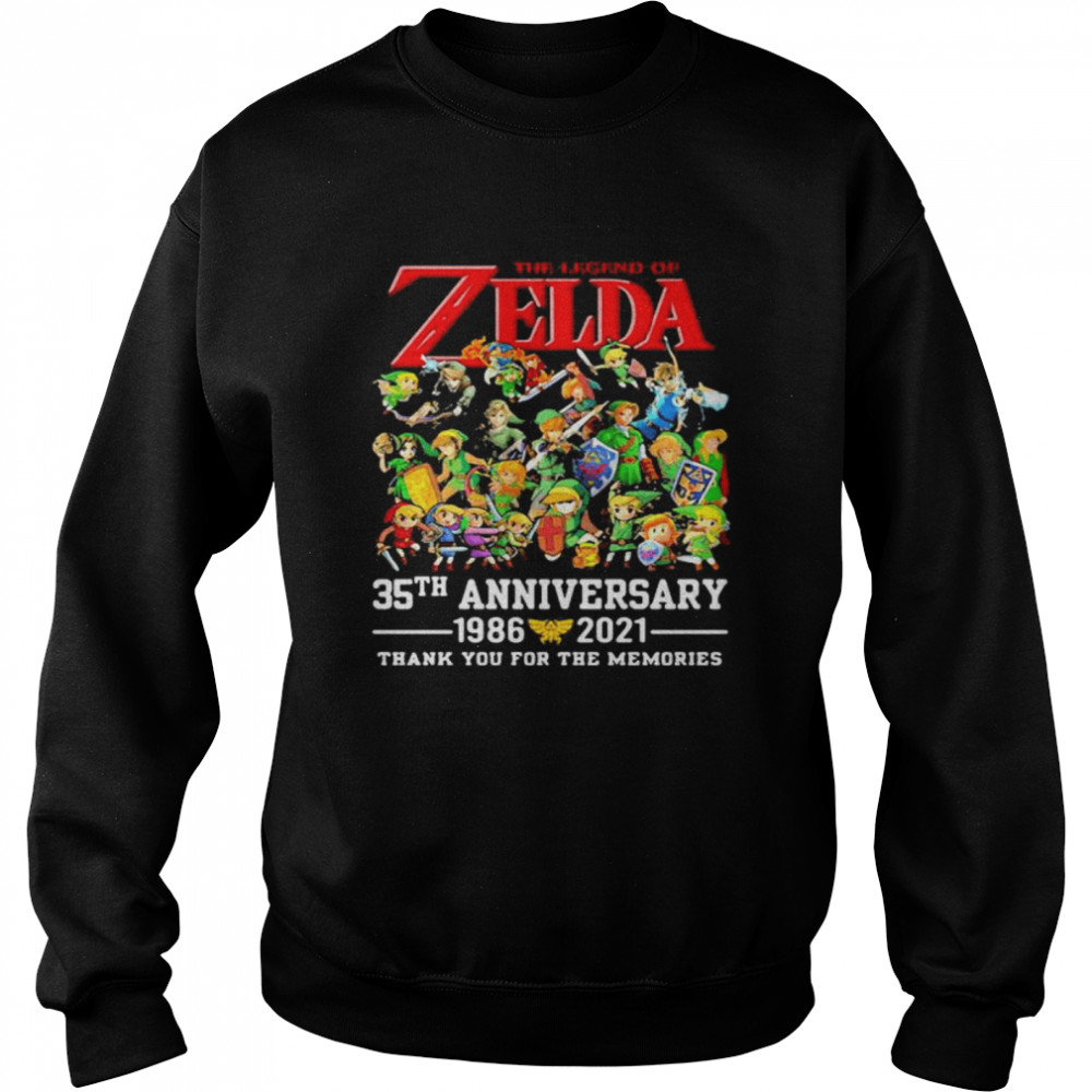 The Zelda 35th Anniversary 1986 2021 Thank You For The Memories shirt Unisex Sweatshirt