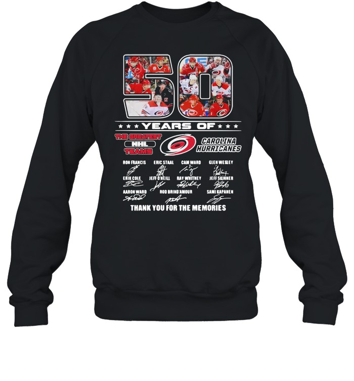 50 Years Of The greatest NHL Teams Carolina Hurricanes Signatures Thank You For The Memories  Unisex Sweatshirt