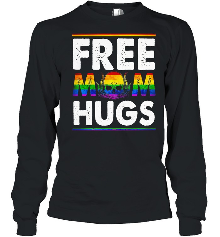 Skull LGBT Free Mom Hugs shirt Long Sleeved T-shirt