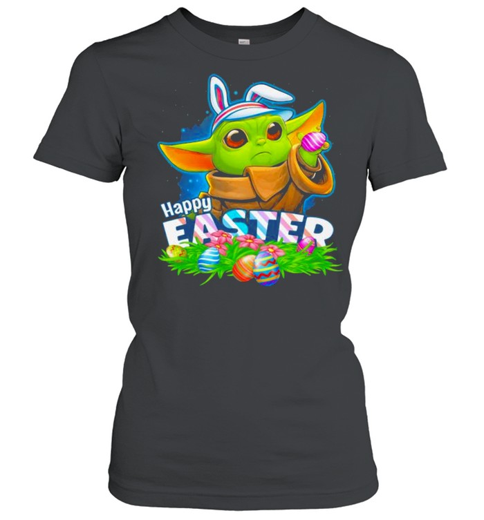Happy Easter Day Egg Baby Yoda Star Wars  Classic Women's T-shirt