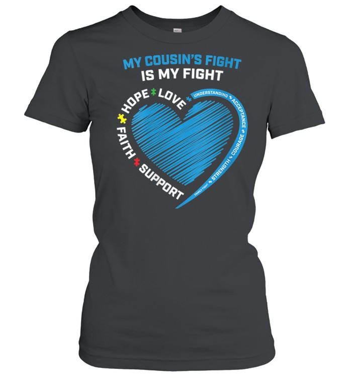 Womens We Wear Blue My Cousins Fight Is My Fight Autism Awareness shirt Classic Women's T-shirt