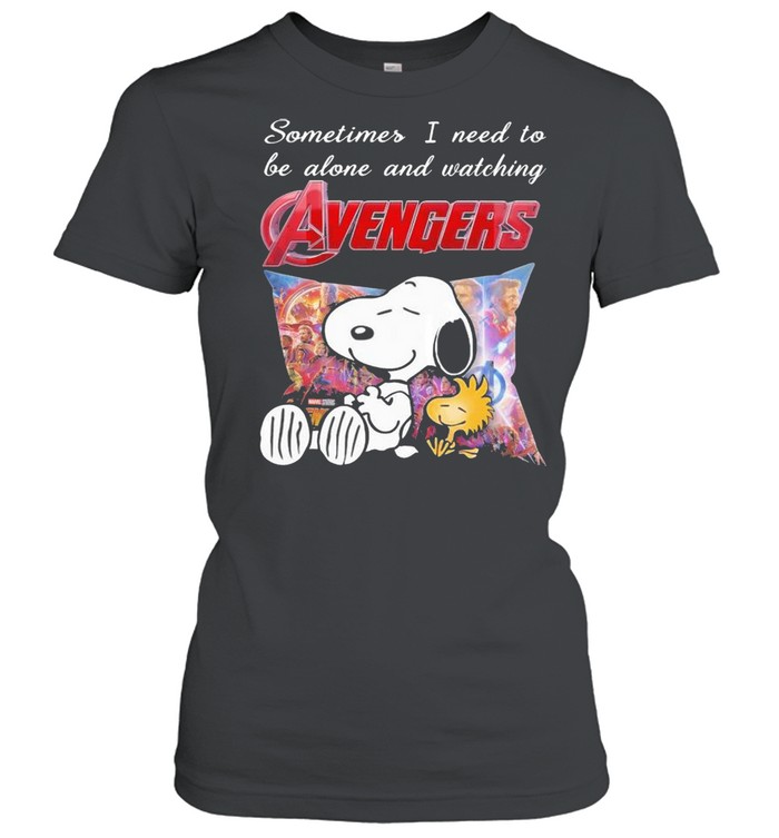Snoopy And Woodstock Sometimes I Need To Be Alone And Watching Avengers  Classic Women's T-shirt