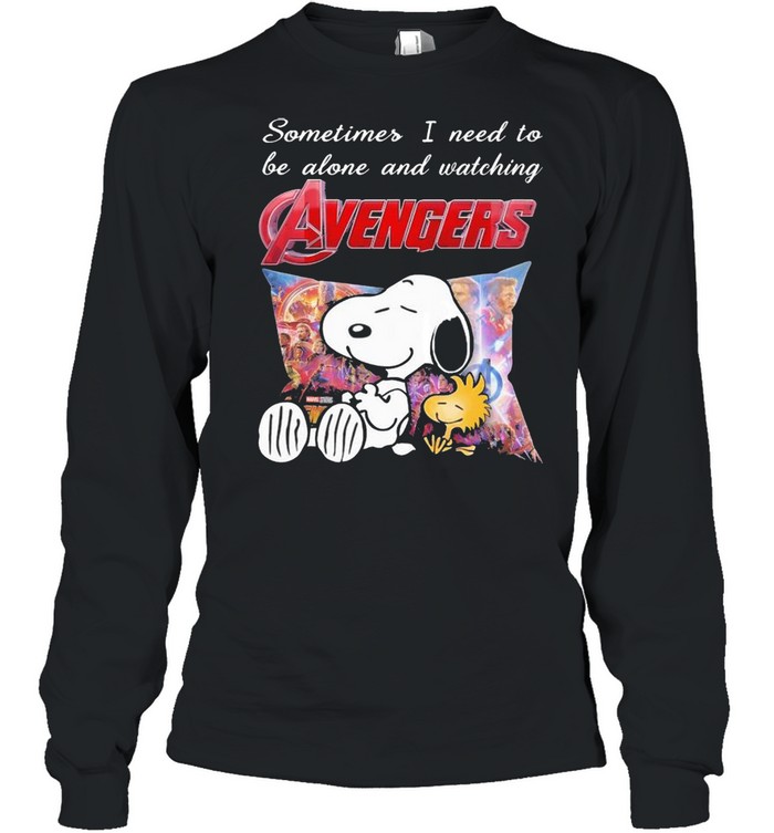 Snoopy And Woodstock Sometimes I Need To Be Alone And Watching Avengers  Long Sleeved T-shirt