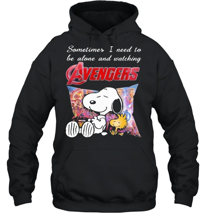 Snoopy And Woodstock Sometimes I Need To Be Alone And Watching Avengers  Unisex Hoodie