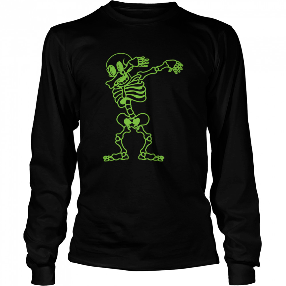 Dabbing Skeleton Green Halloween Costume Skull Langarmshirt shirt Long Sleeved T-shirt