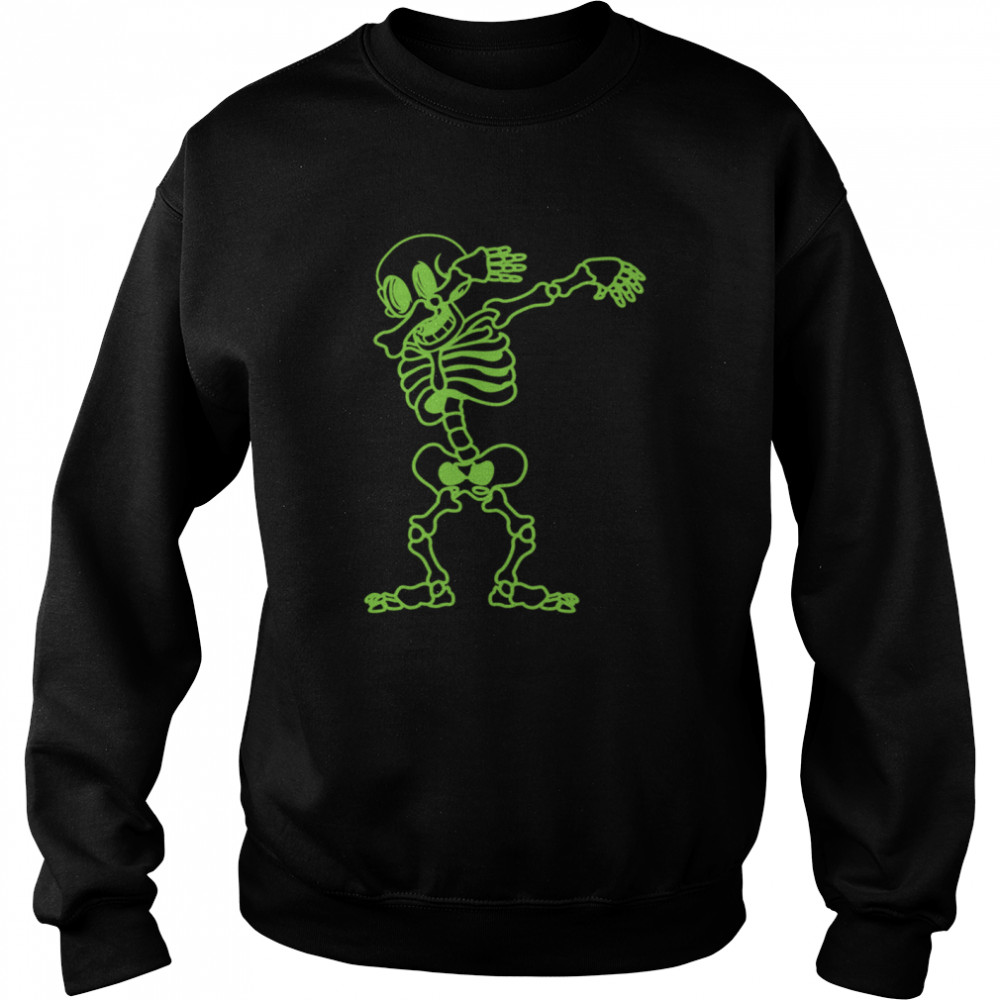 Dabbing Skeleton Green Halloween Costume Skull Langarmshirt shirt Unisex Sweatshirt