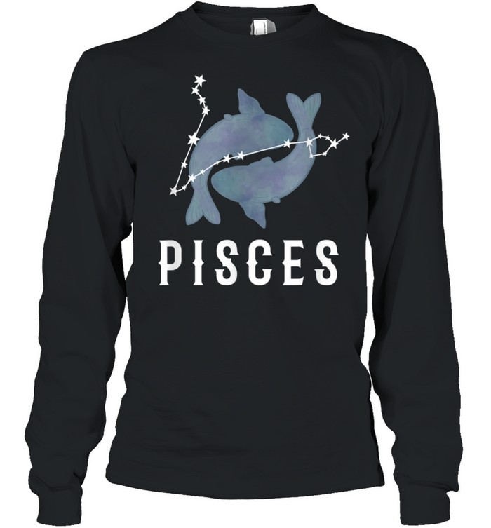 Zodiac Sign Pisces Constellation Pisces Fish  Long Sleeved T-shirt
