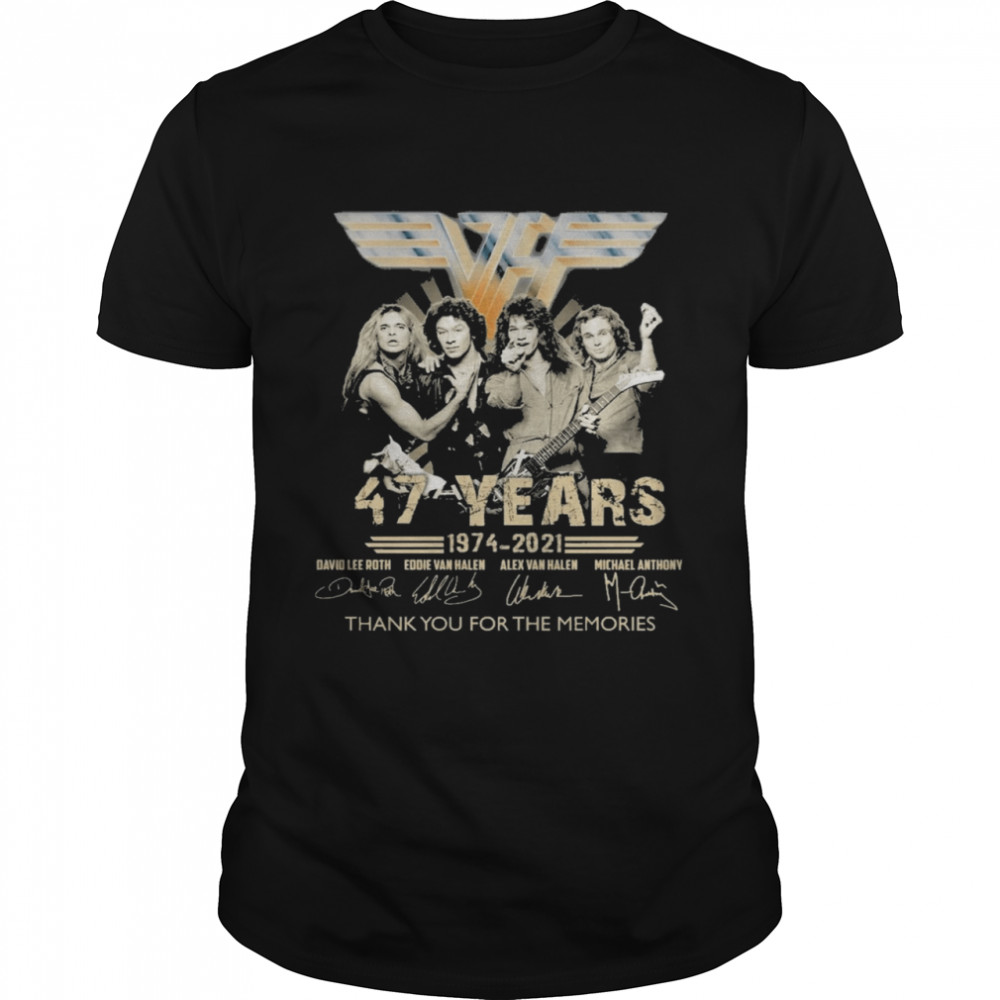 Van Halen 47 years 1974 2021 signatures thank you for the memories shirt