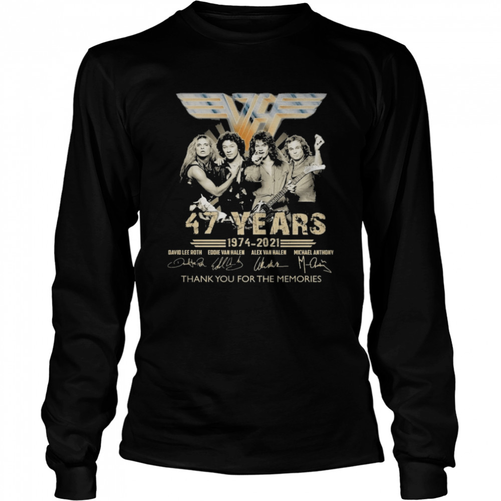Van Halen 47 years 1974 2021 signatures thank you for the memories shirt Long Sleeved T-shirt