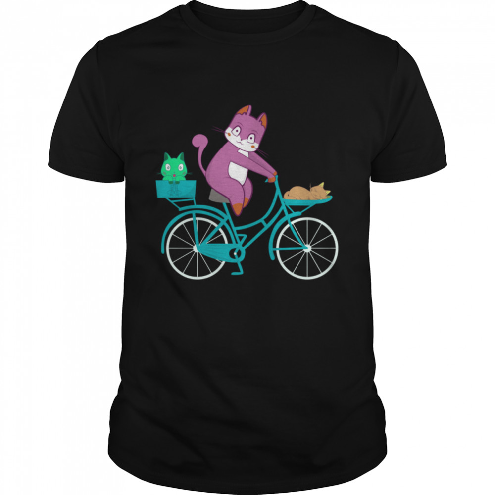 Radfahren Fahrrad Fahren Radfahrer Anime Kawaii Neko Katzen Shirt