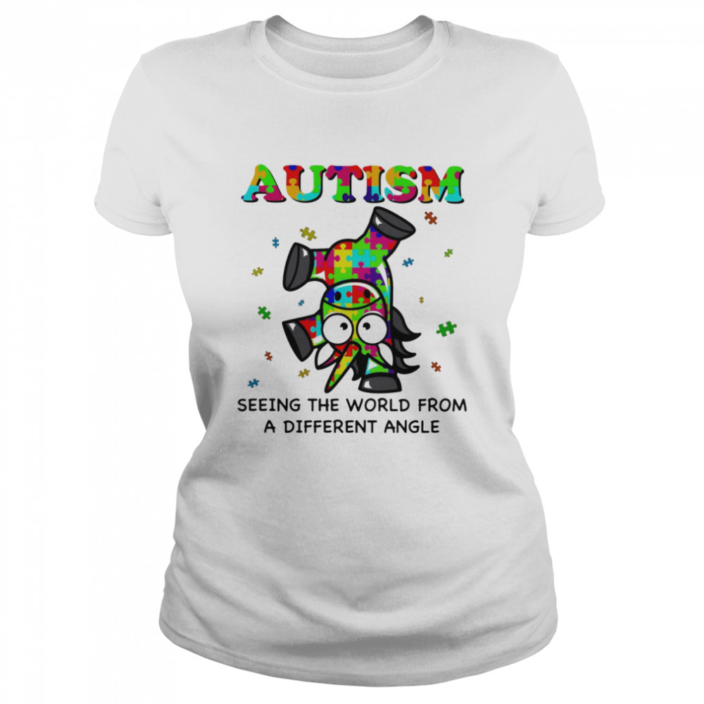 Autism Seeing The World From A Different Angle Unicorn  Classic Women's T-shirt