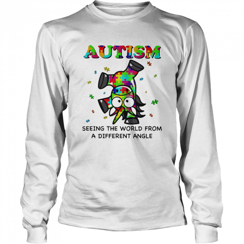 Autism Seeing The World From A Different Angle Unicorn  Long Sleeved T-shirt
