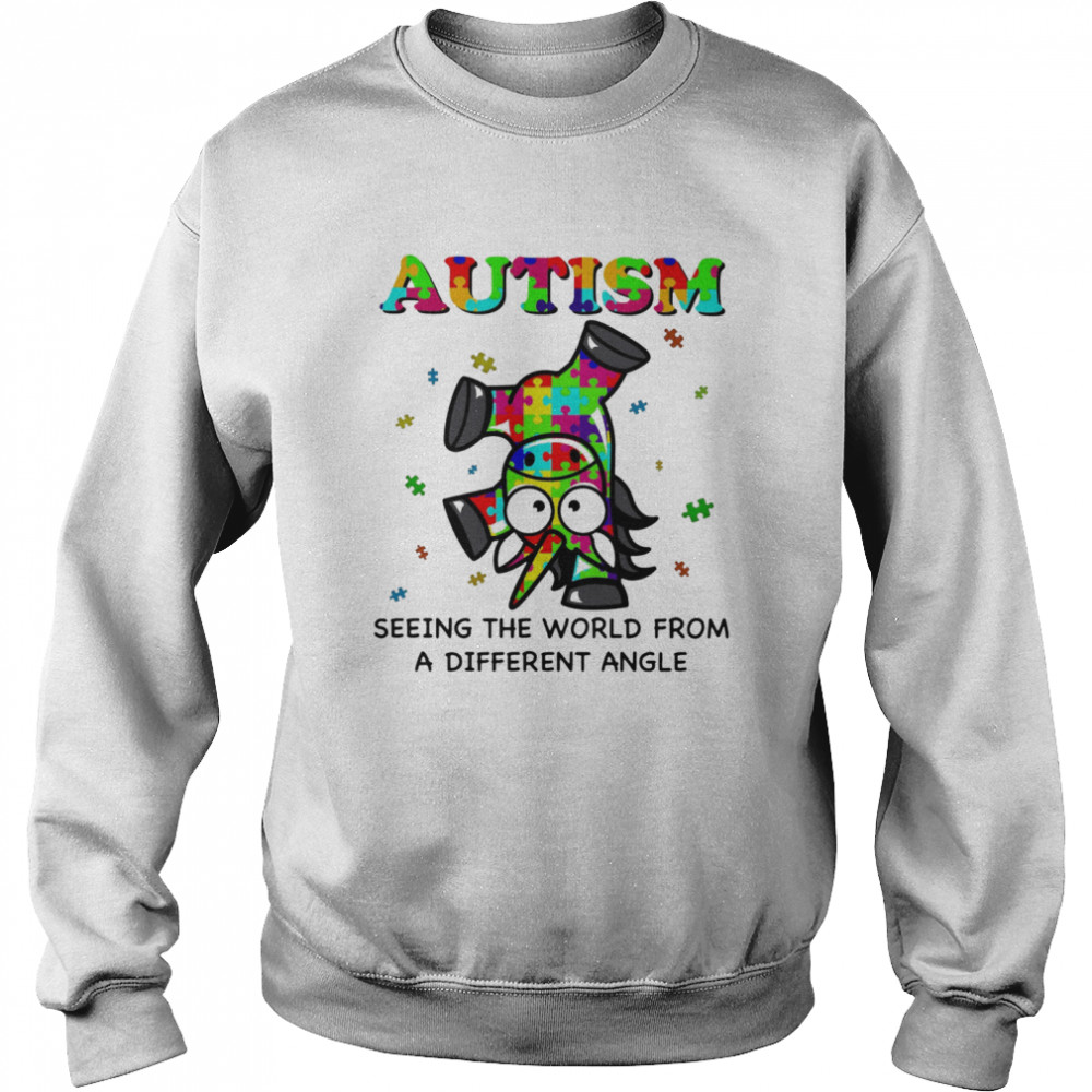 Autism Seeing The World From A Different Angle Unicorn  Unisex Sweatshirt