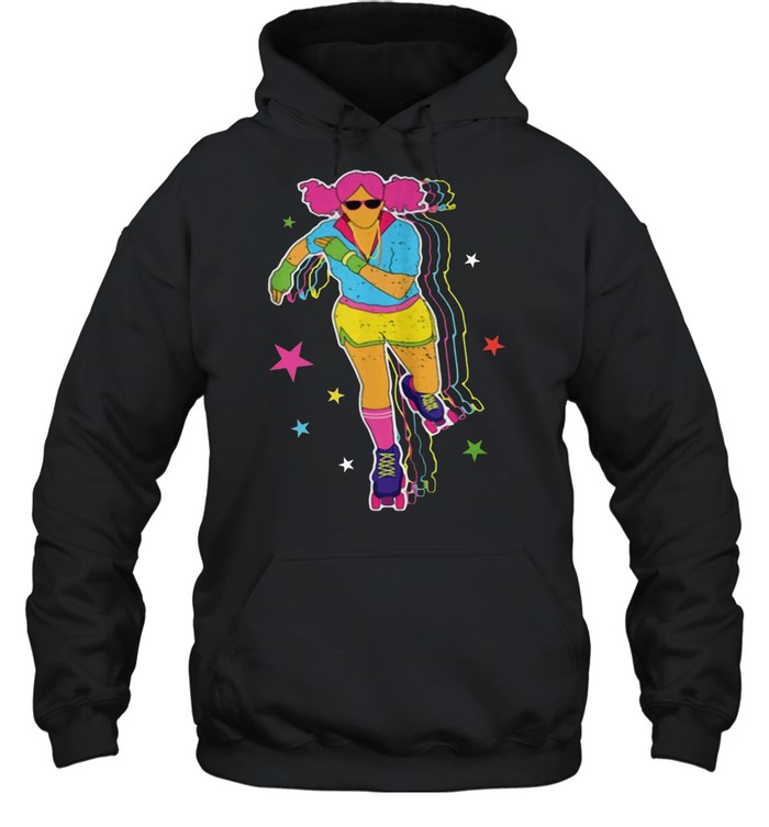 Roller Skating Derby 70’s 80’s Skater Afro Girl T-shirt Unisex Hoodie