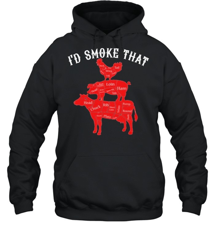 Id smoke that chicken and pig and cow shirt Unisex Hoodie