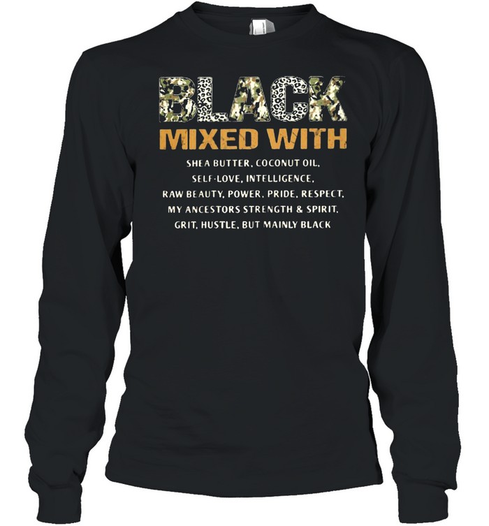Women Black Mixed With She a Butter Coconut Oil Lepoard  Long Sleeved T-shirt
