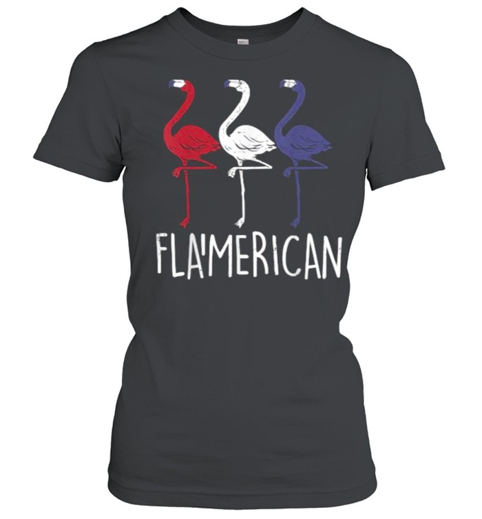 Flamerican Flamingo US American Flag 4th July T- Classic Women's T-shirt