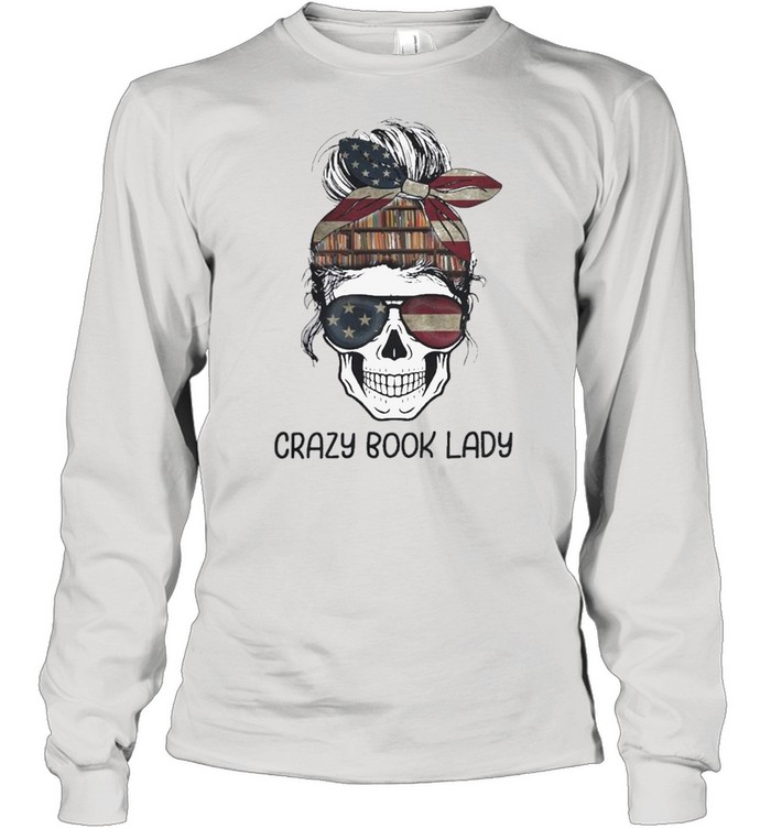 Skull girl crazy book crazy shirt Long Sleeved T-shirt