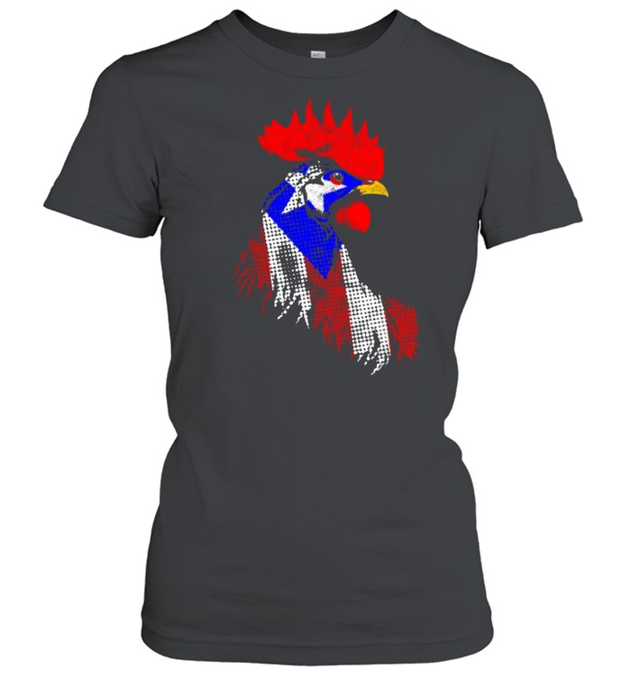 Puerto Rican Rooster Bandera Puerto Rico Flag T- Classic Women's T-shirt